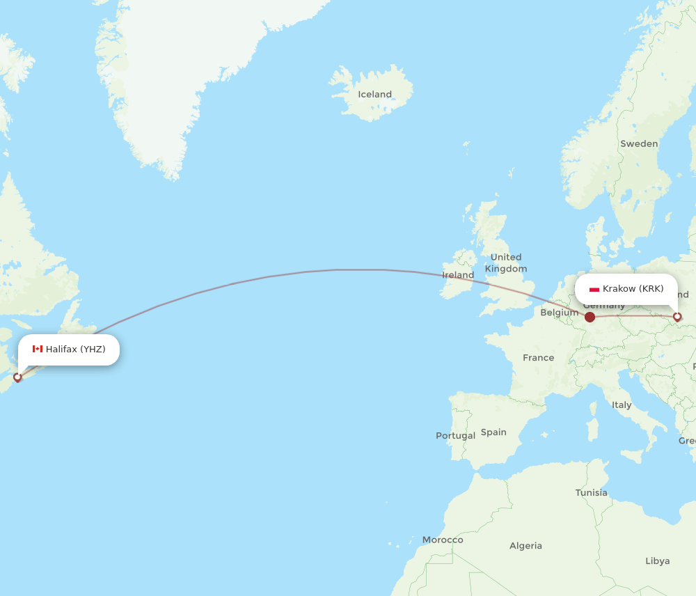 YHZ-KRK flight routes