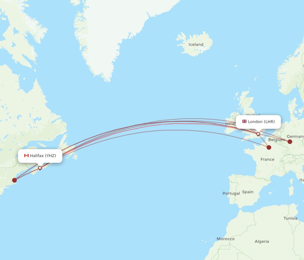 YHZ-LHR flight routes