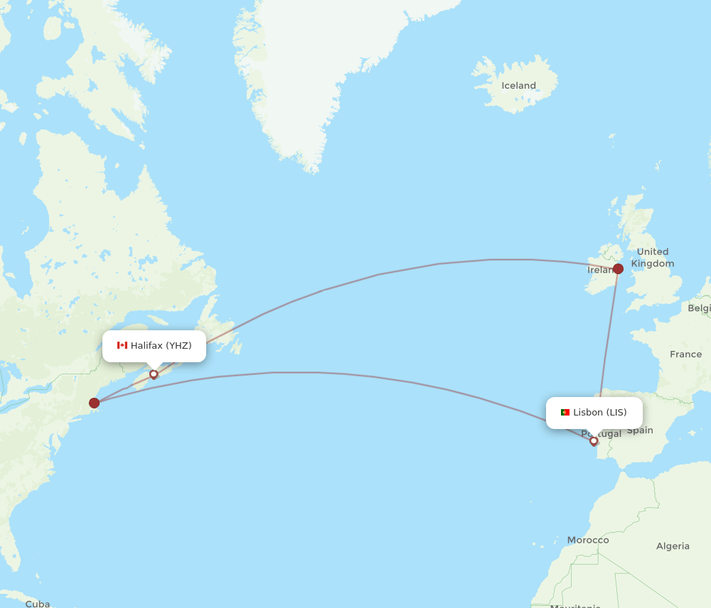YHZ-LIS flight routes