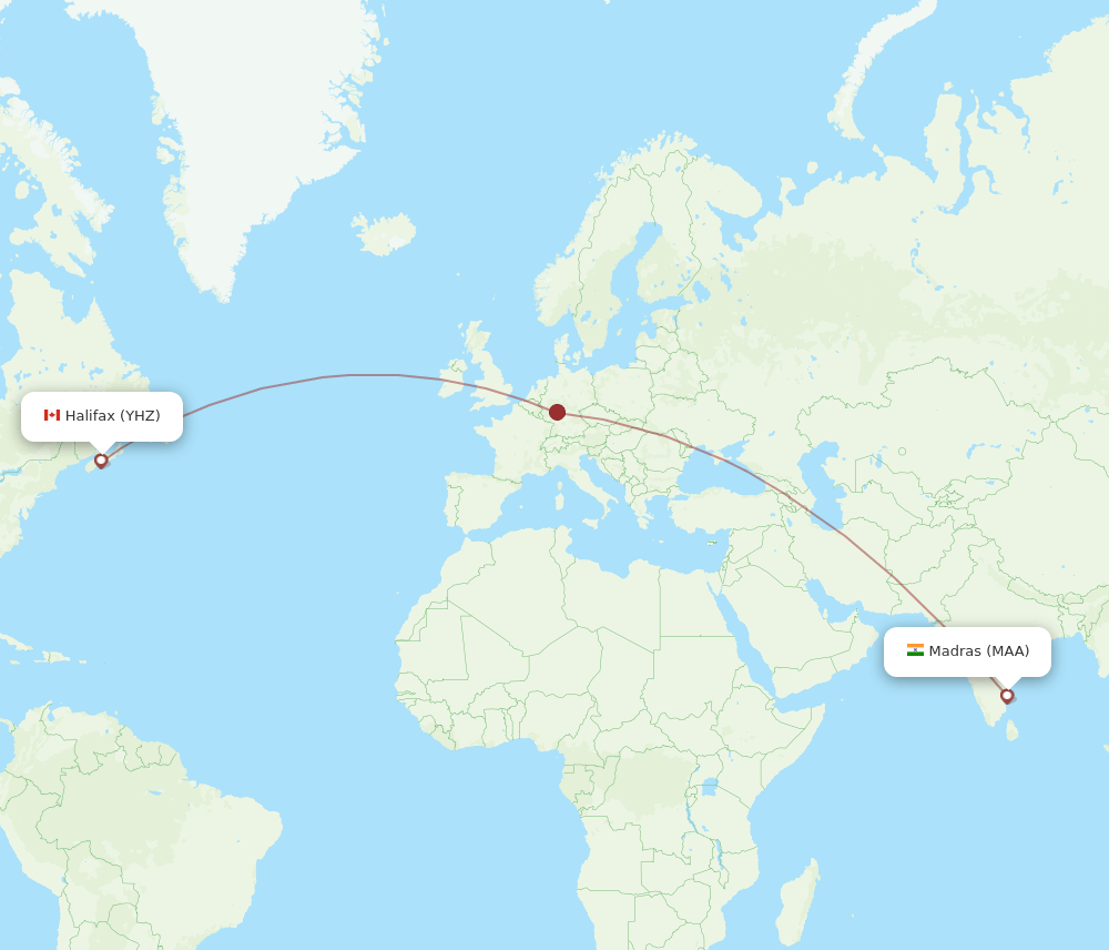 YHZ-MAA flight routes