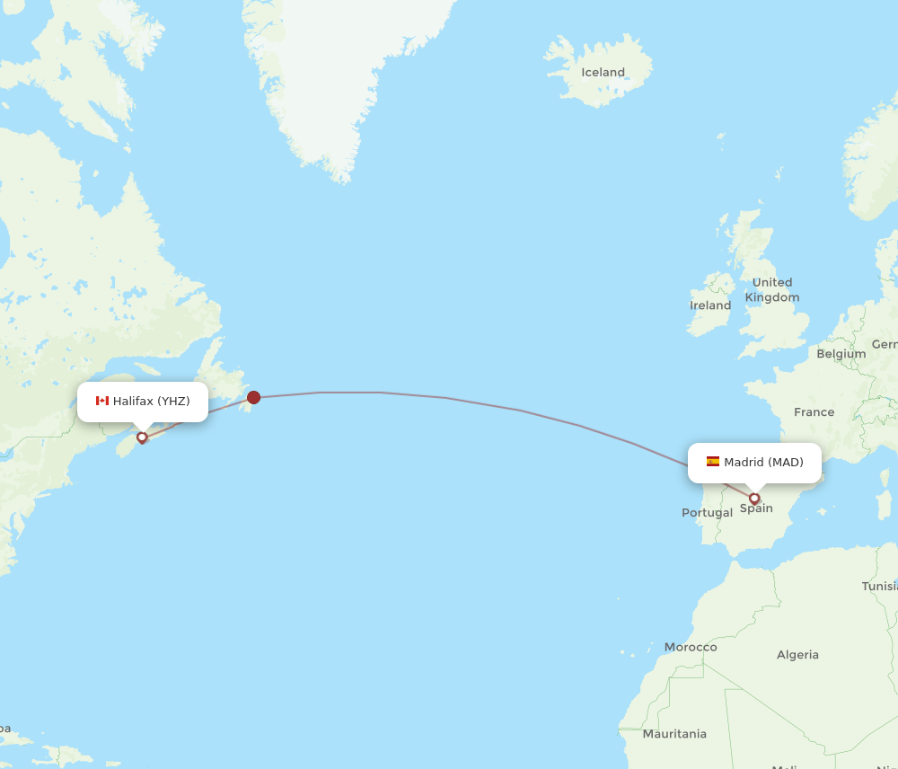 YHZ-MAD flight routes