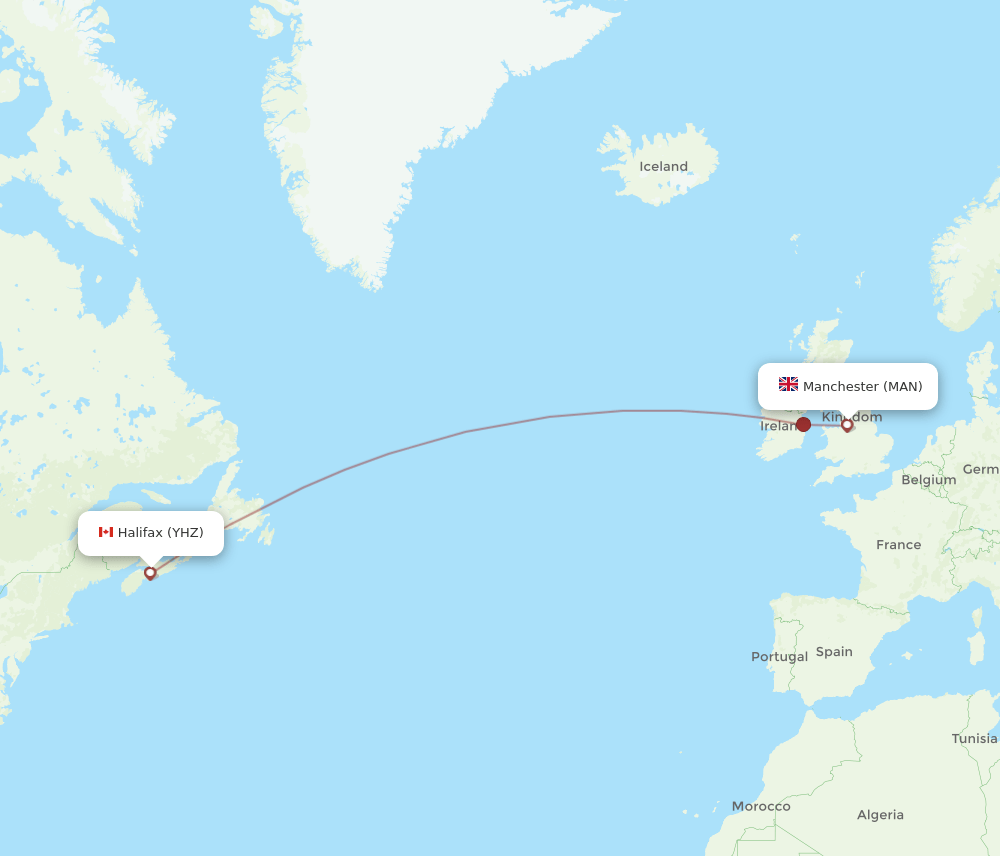 YHZ-MAN flight routes