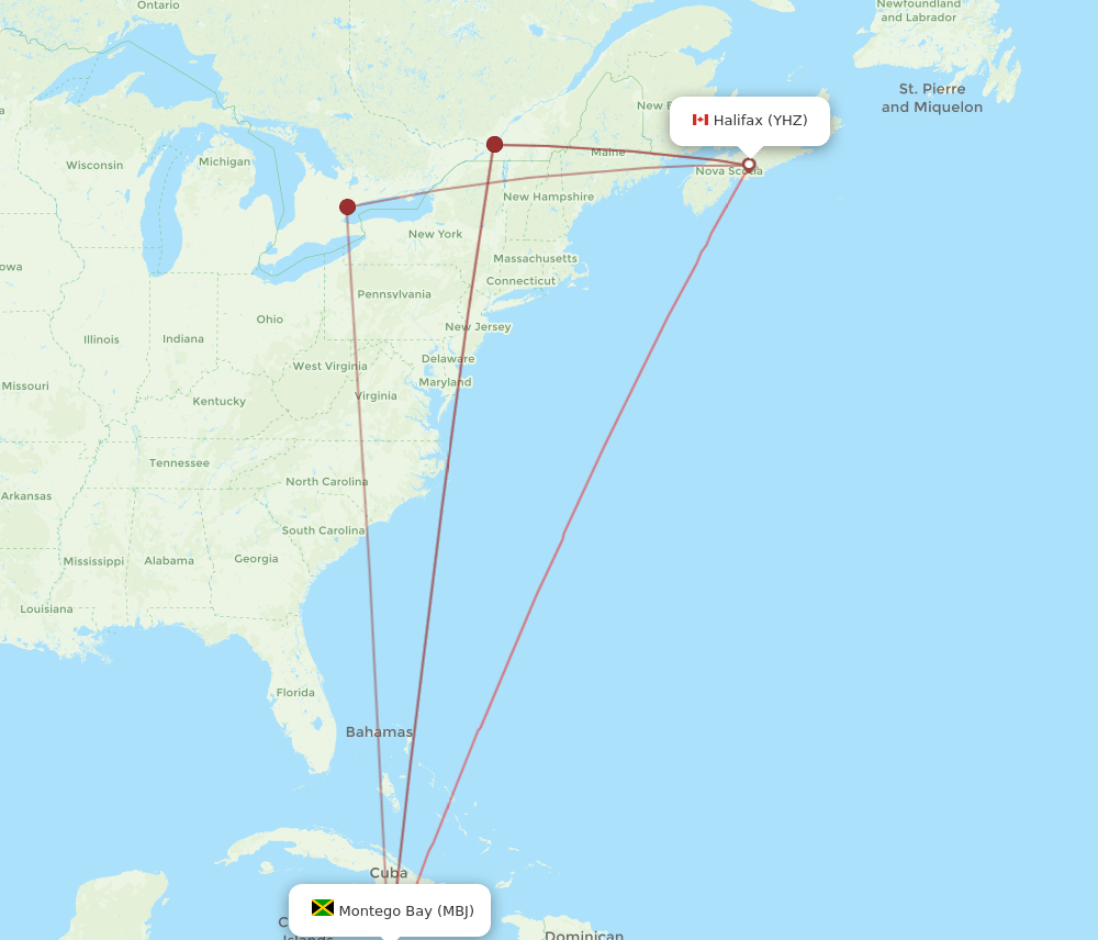 YHZ-MBJ flight routes