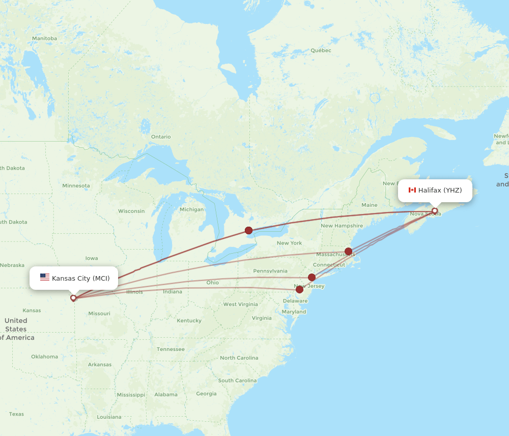 YHZ-MCI flight routes