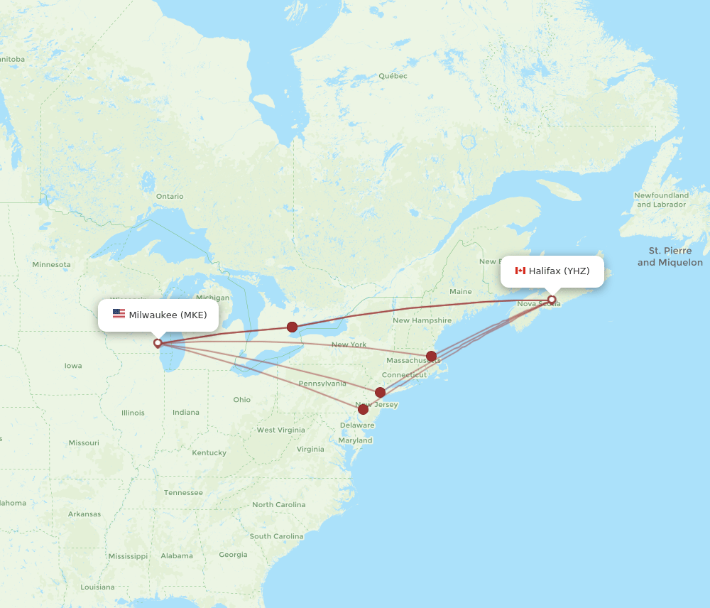 YHZ-MKE flight routes