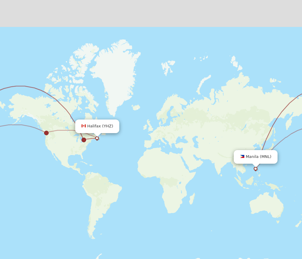 YHZ to MNL flights and routes map