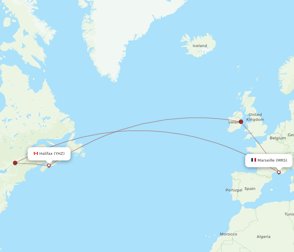 YHZ-MRS flight routes