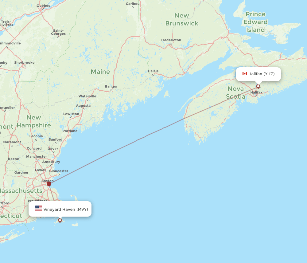 YHZ-MVY flight routes