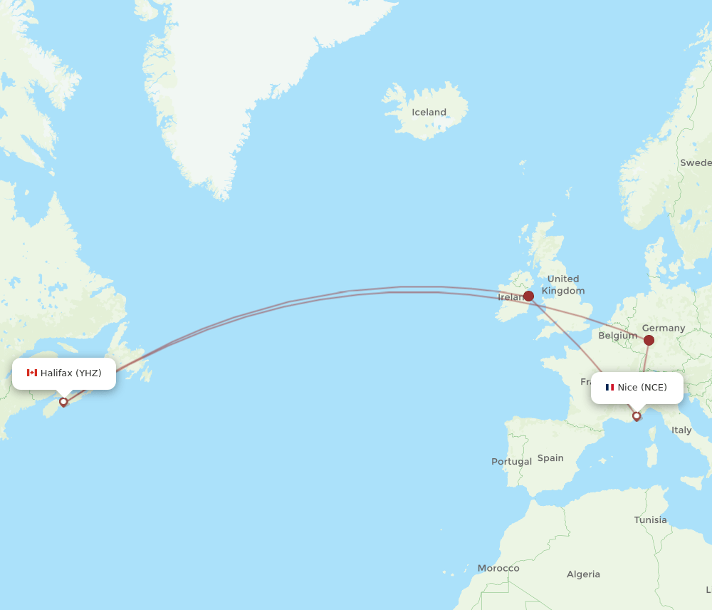 YHZ-NCE flight routes