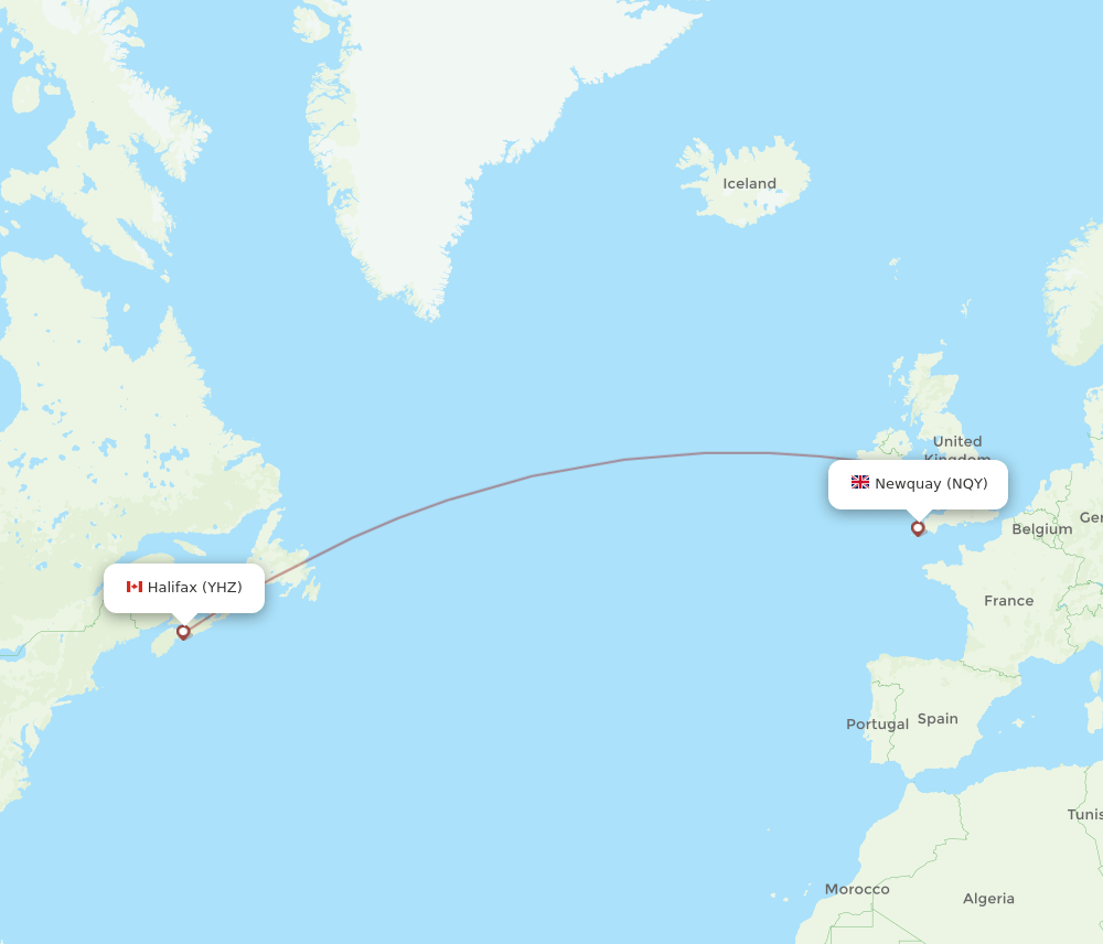 YHZ-NQY flight routes