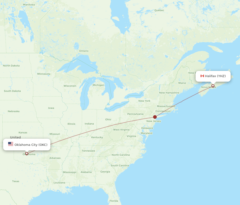 YHZ-OKC flight routes