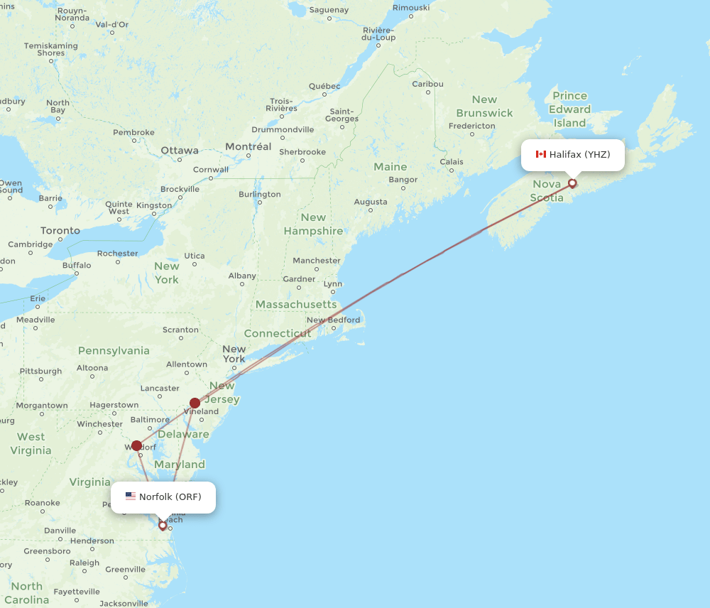 YHZ-ORF flight routes