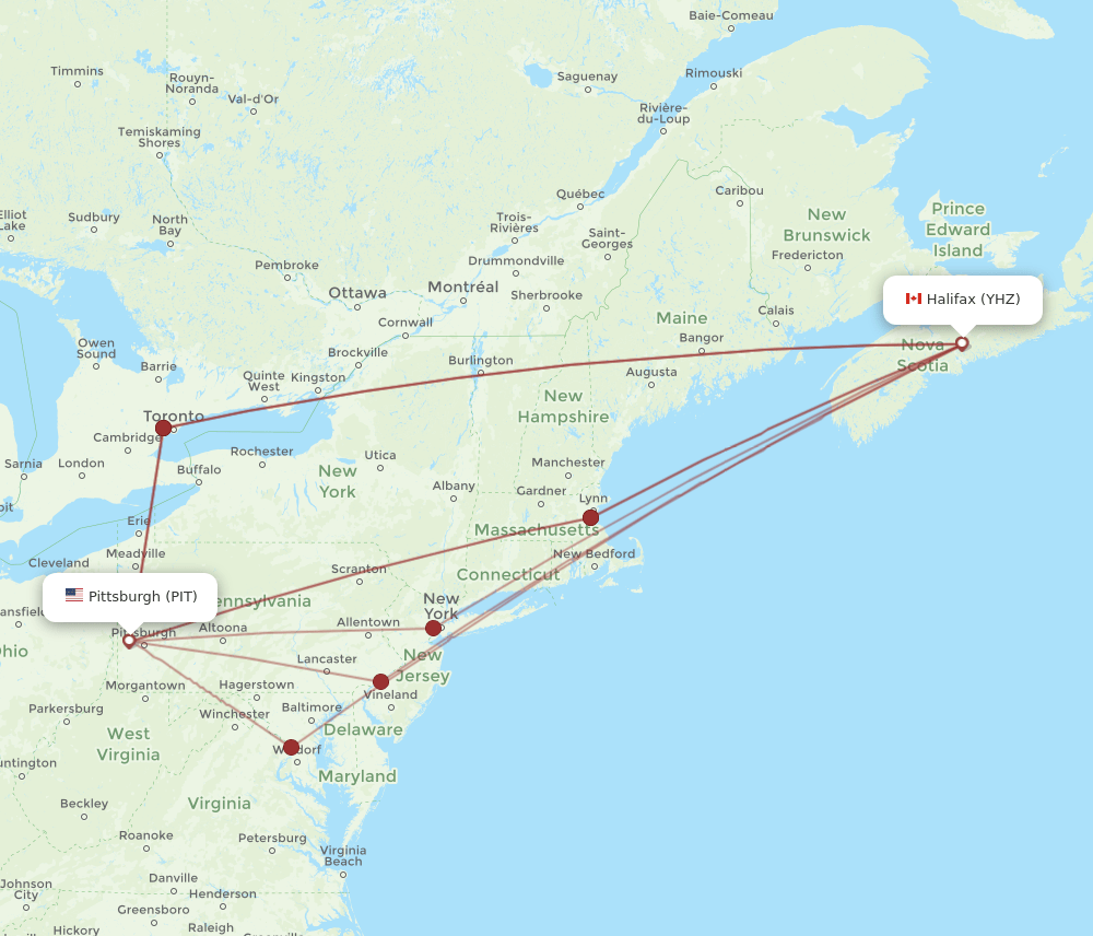 YHZ-PIT flight routes
