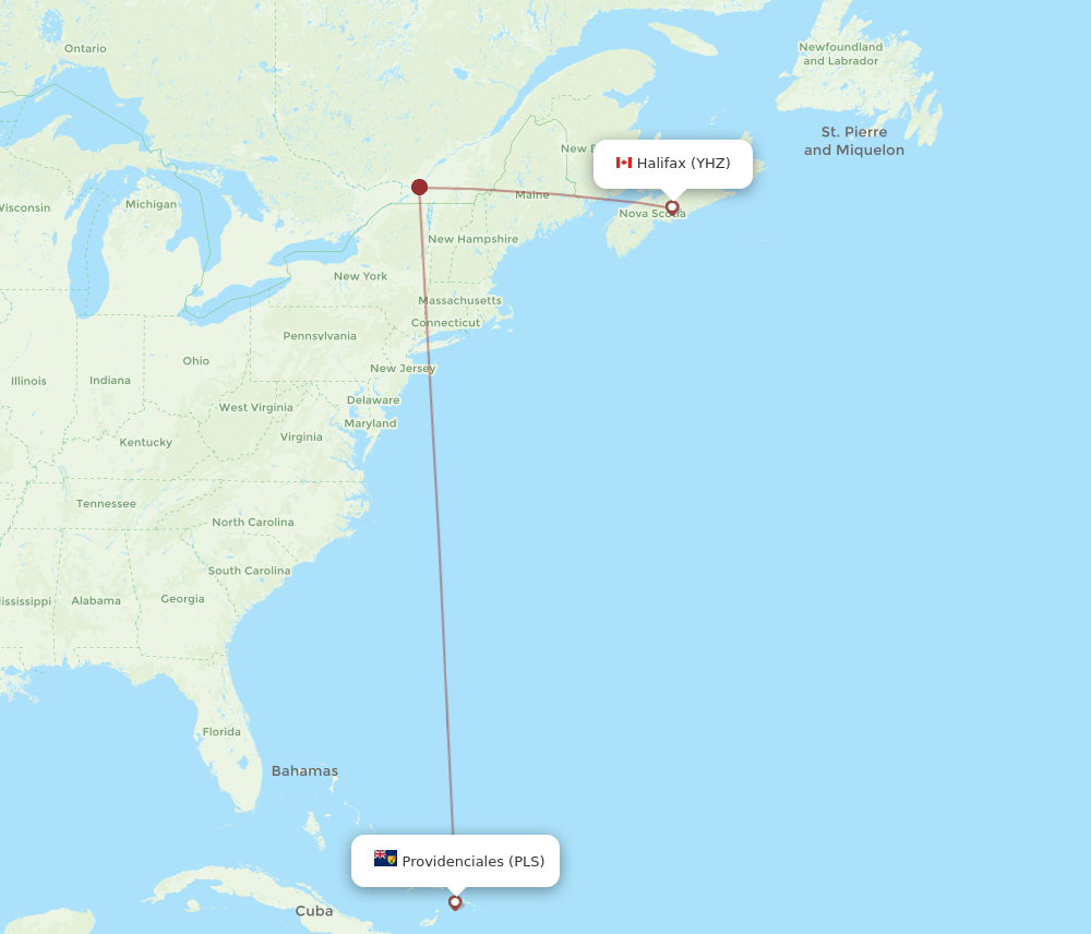 YHZ-PLS flight routes