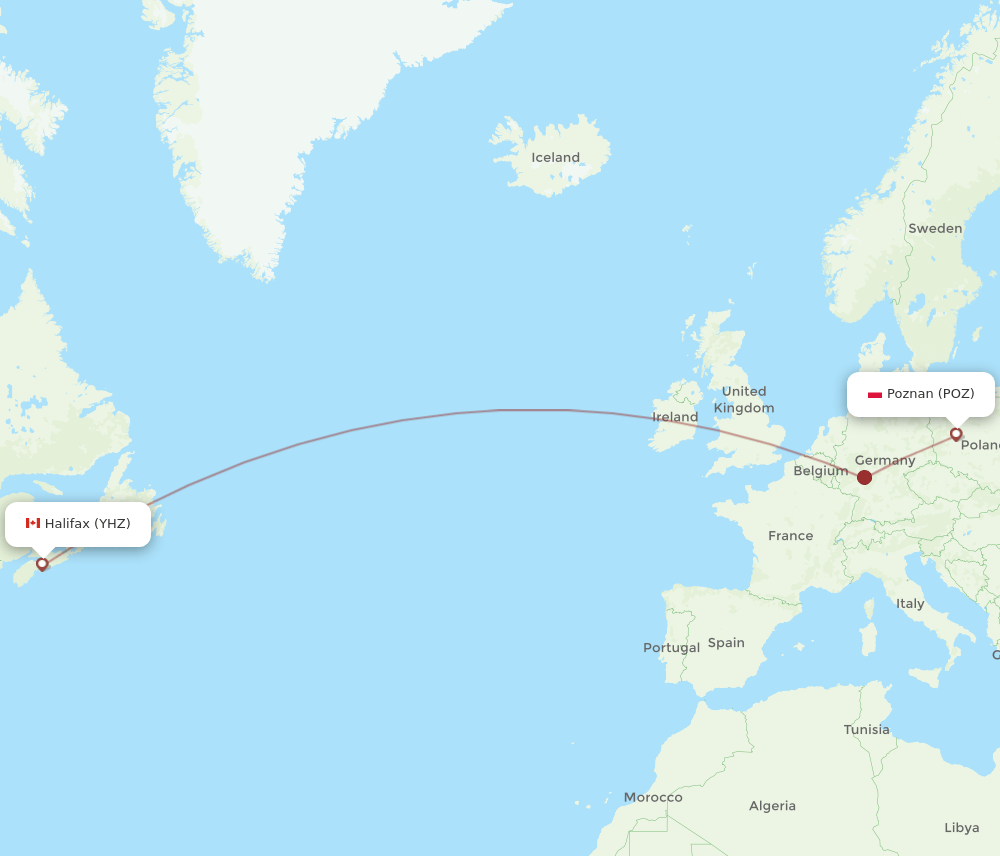 YHZ-POZ flight routes
