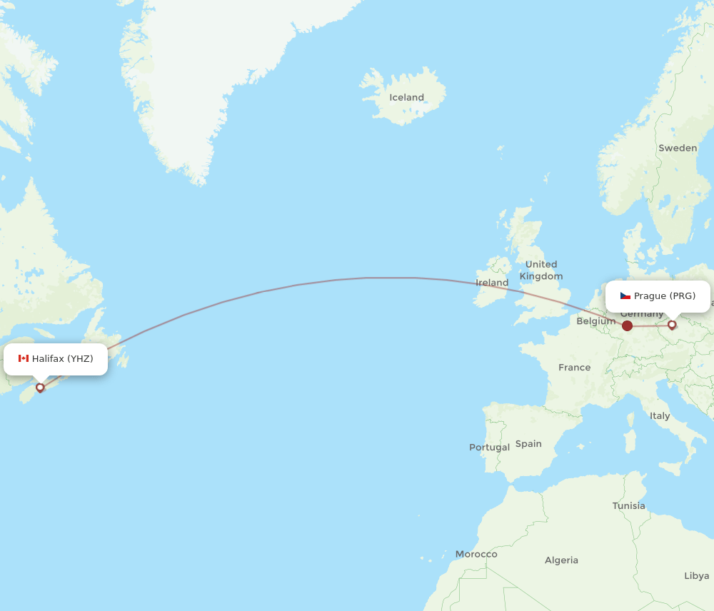 YHZ-PRG flight routes