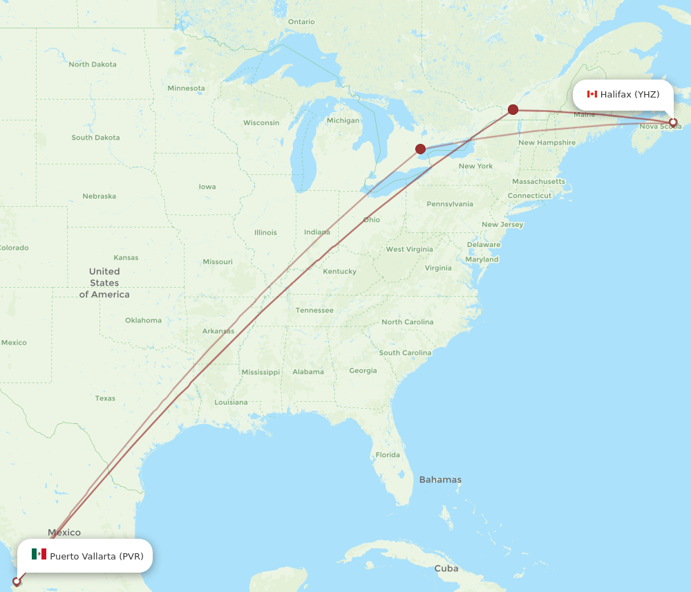 YHZ-PVR flight routes