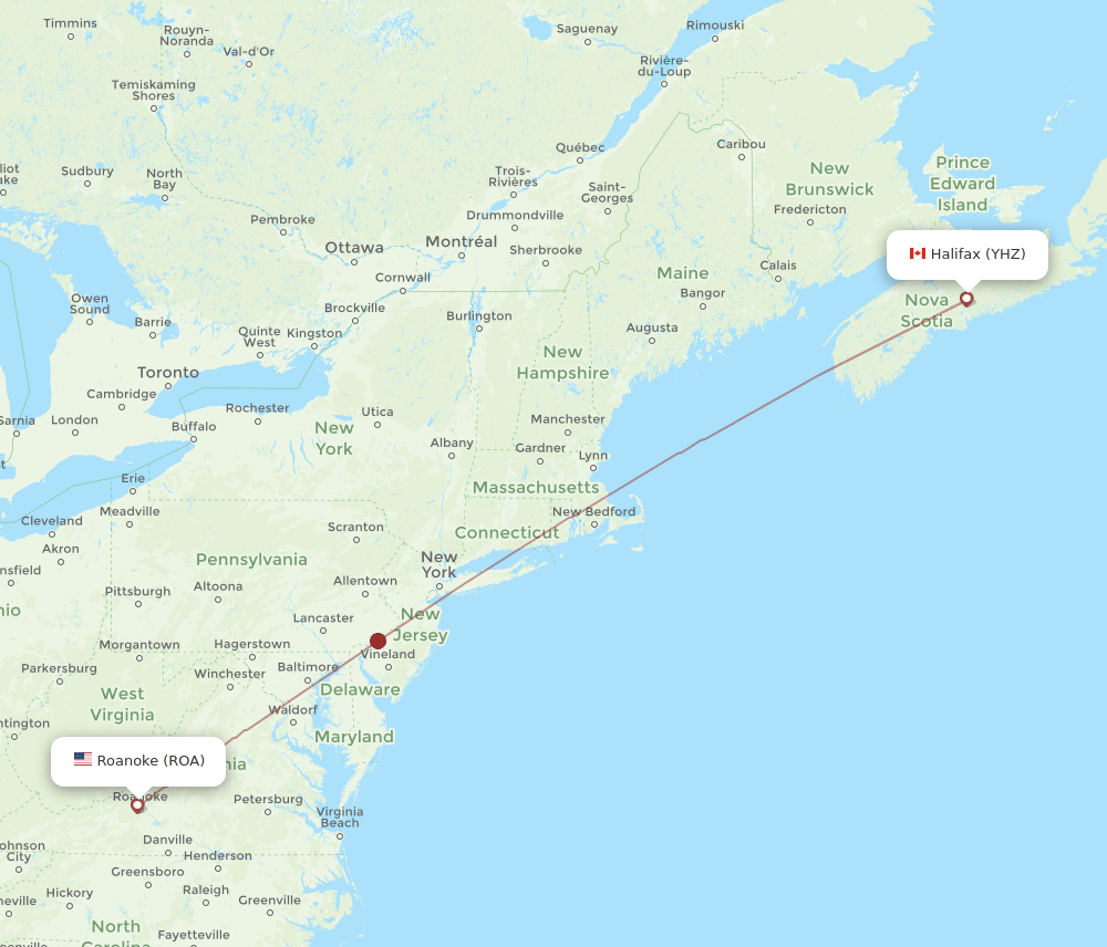 YHZ-ROA flight routes