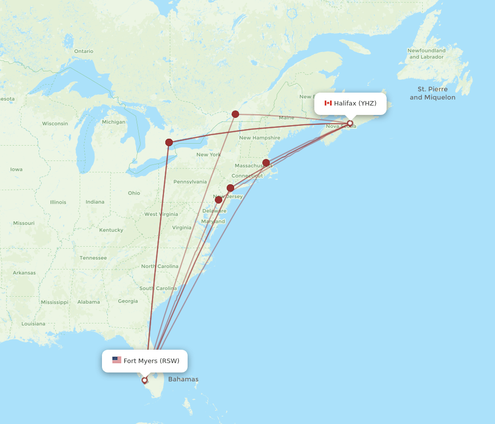 YHZ-RSW flight routes