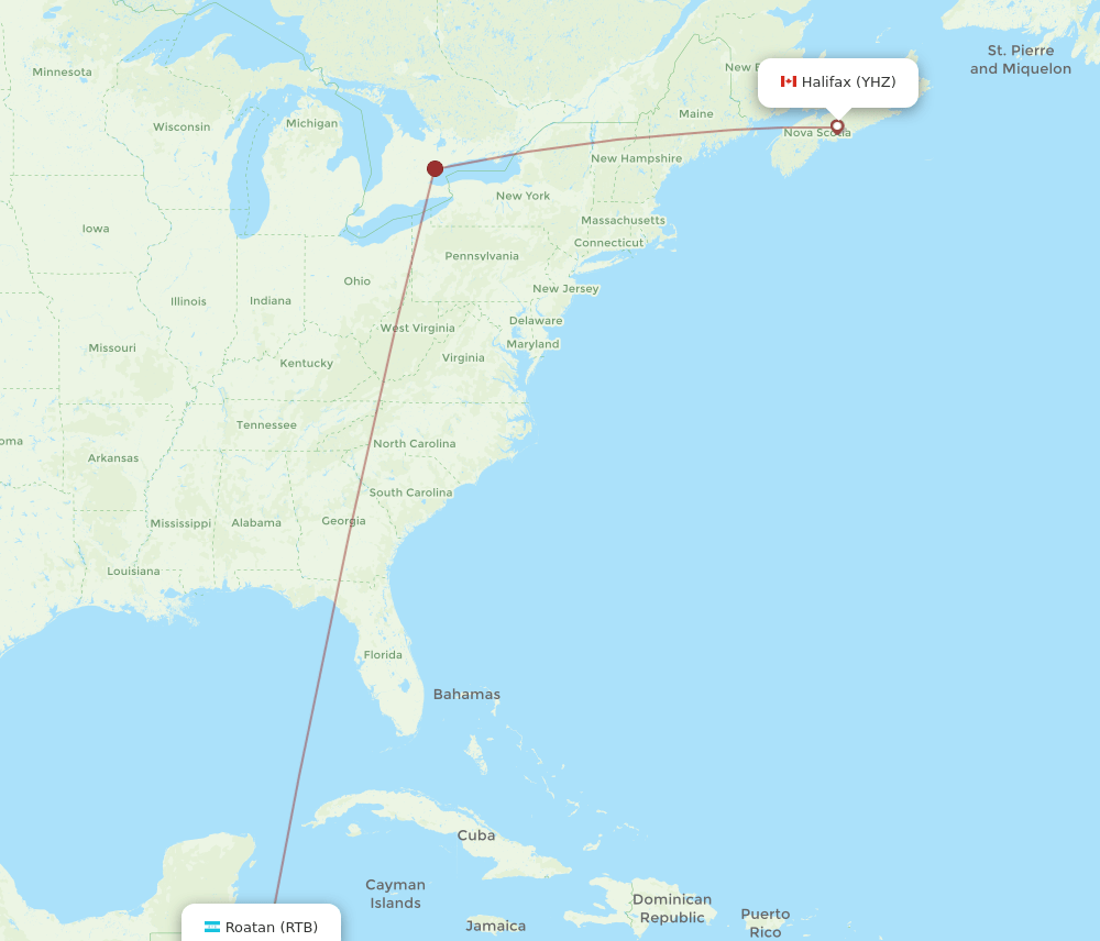 YHZ-RTB flight routes