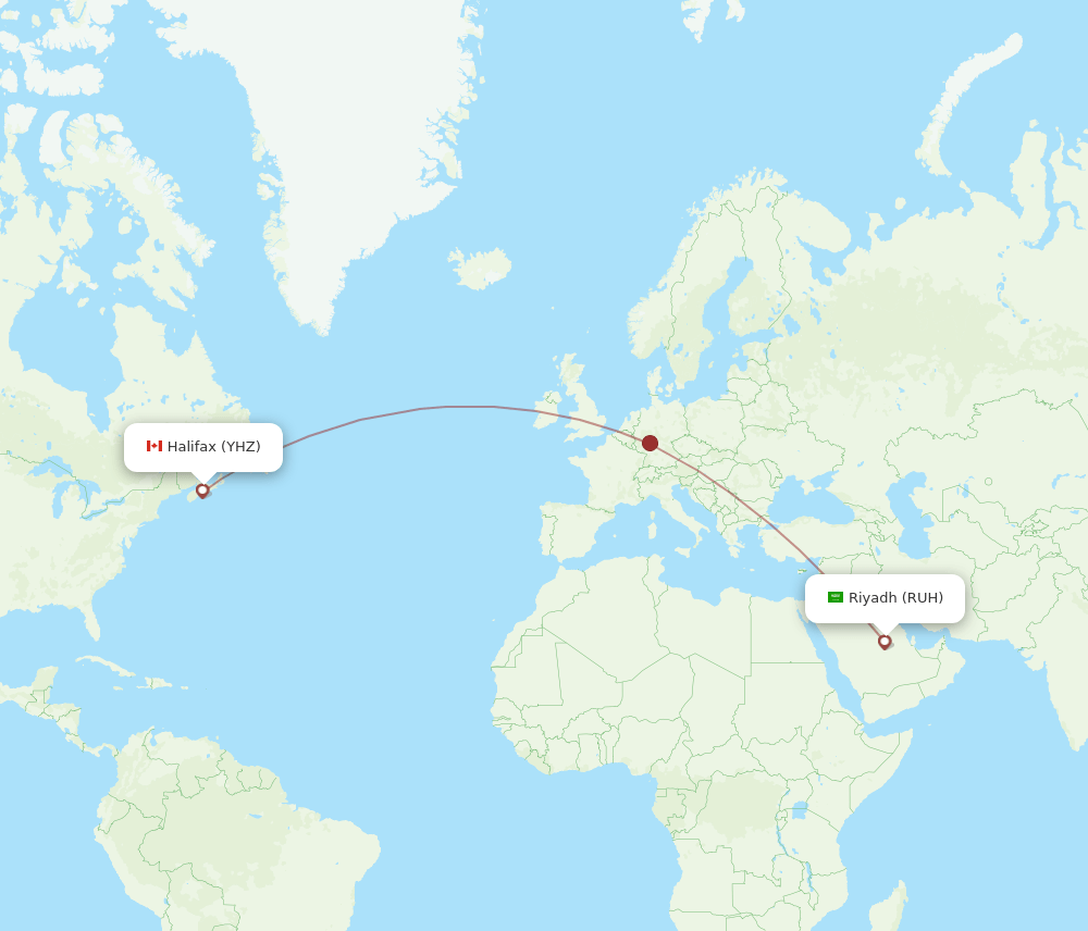 YHZ-RUH flight routes