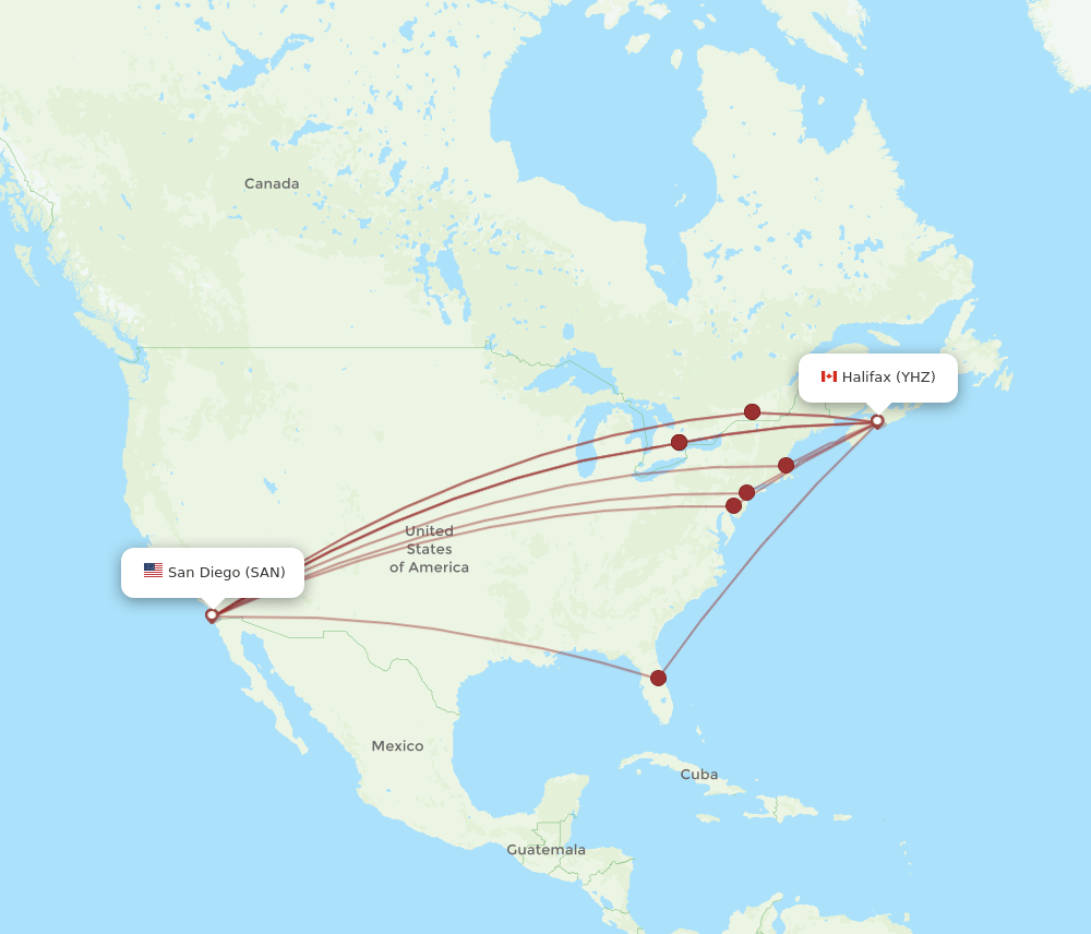 YHZ-SAN flight routes