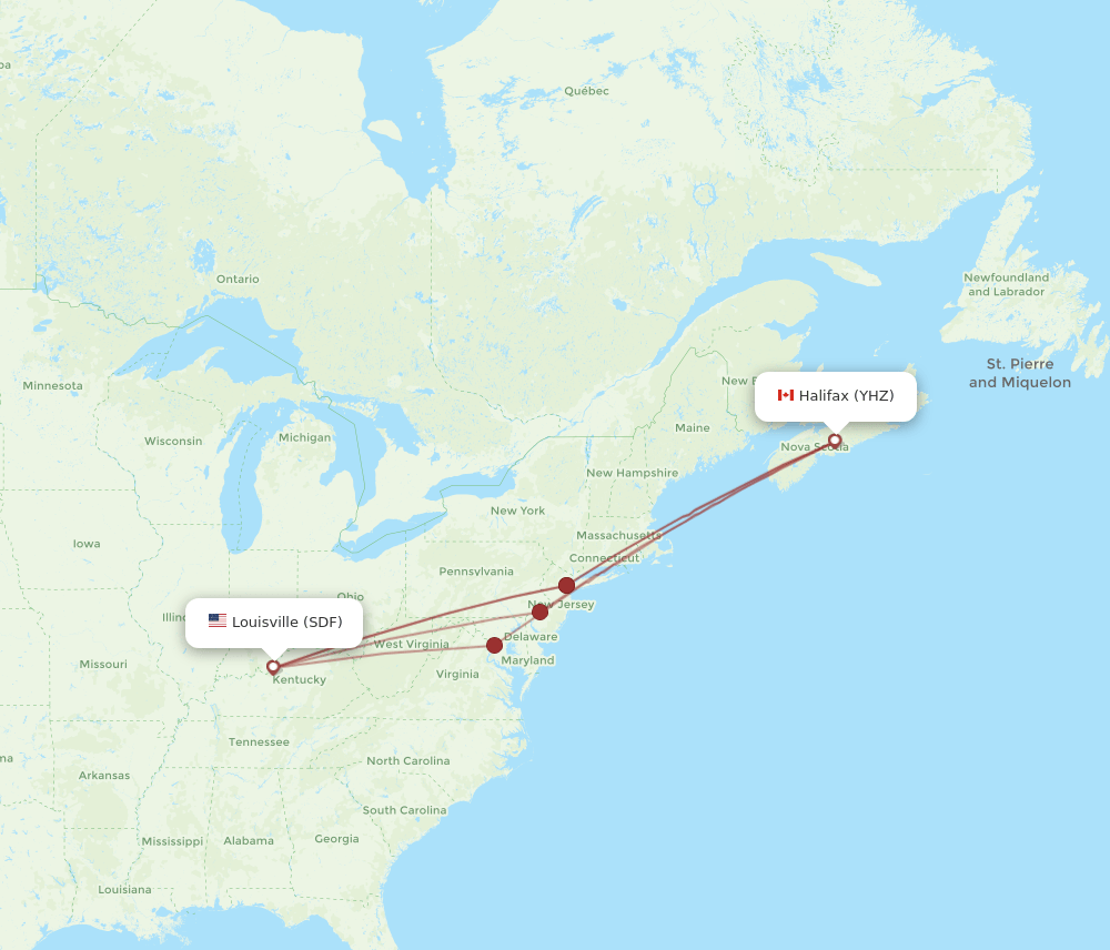 YHZ-SDF flight routes