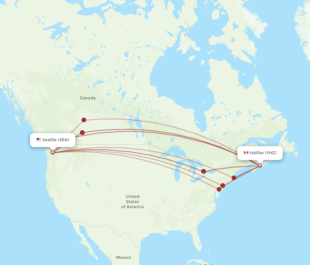 YHZ-SEA flight routes