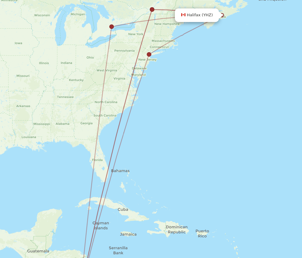YHZ-SJO flight routes