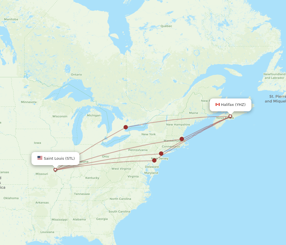 YHZ-STL flight routes