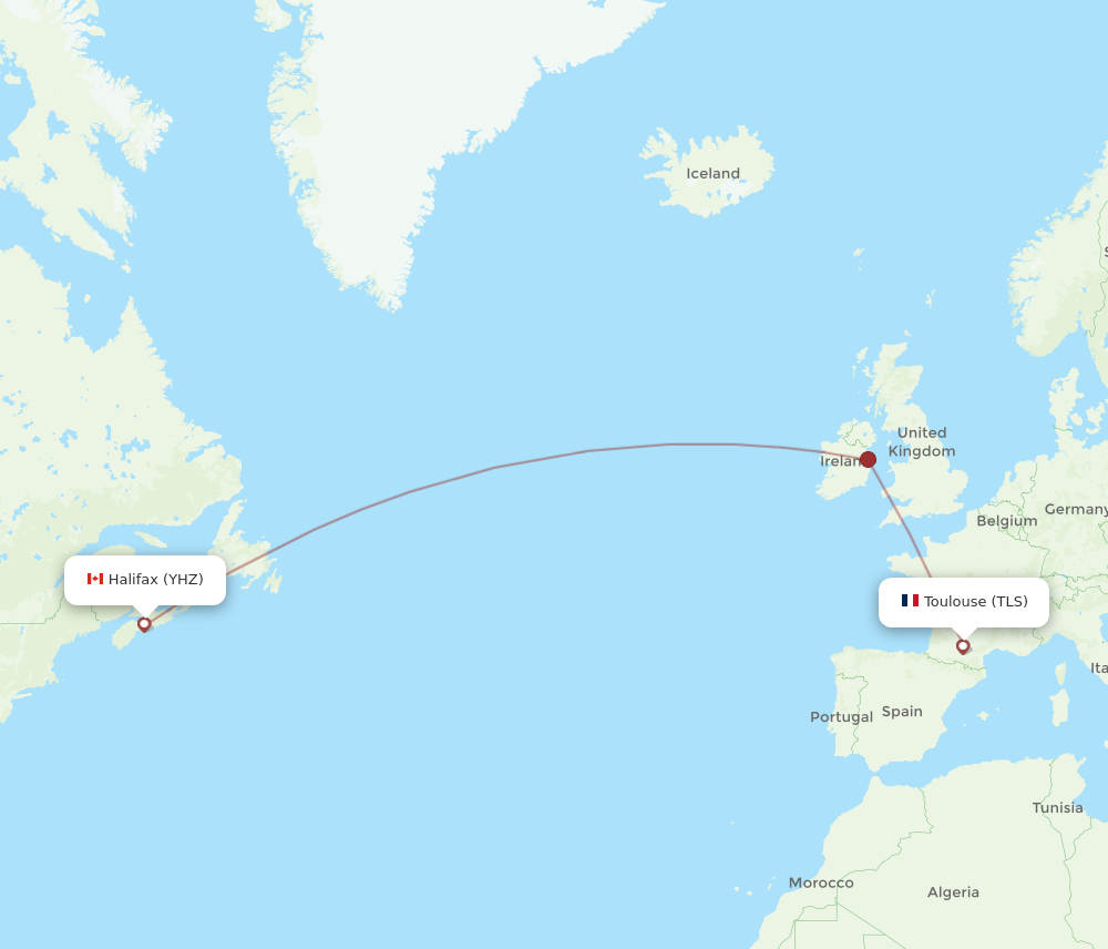 YHZ to TLS flights and routes map