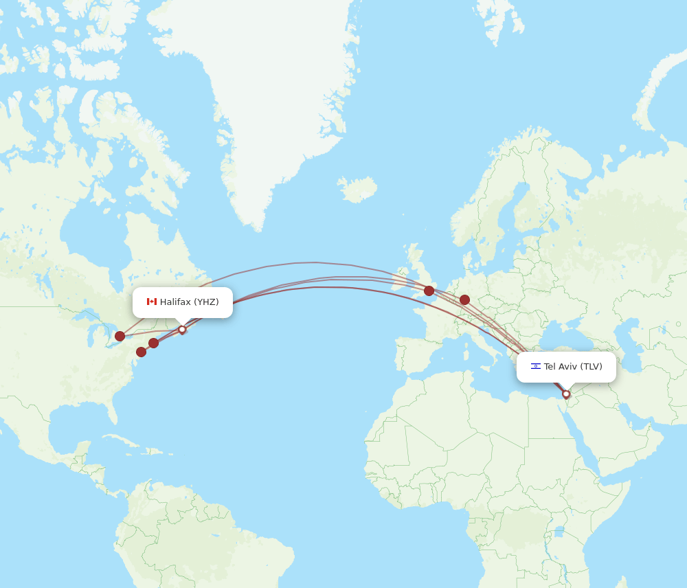 YHZ-TLV flight routes