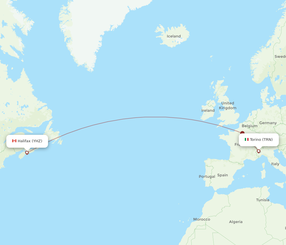 YHZ to TRN flights and routes map