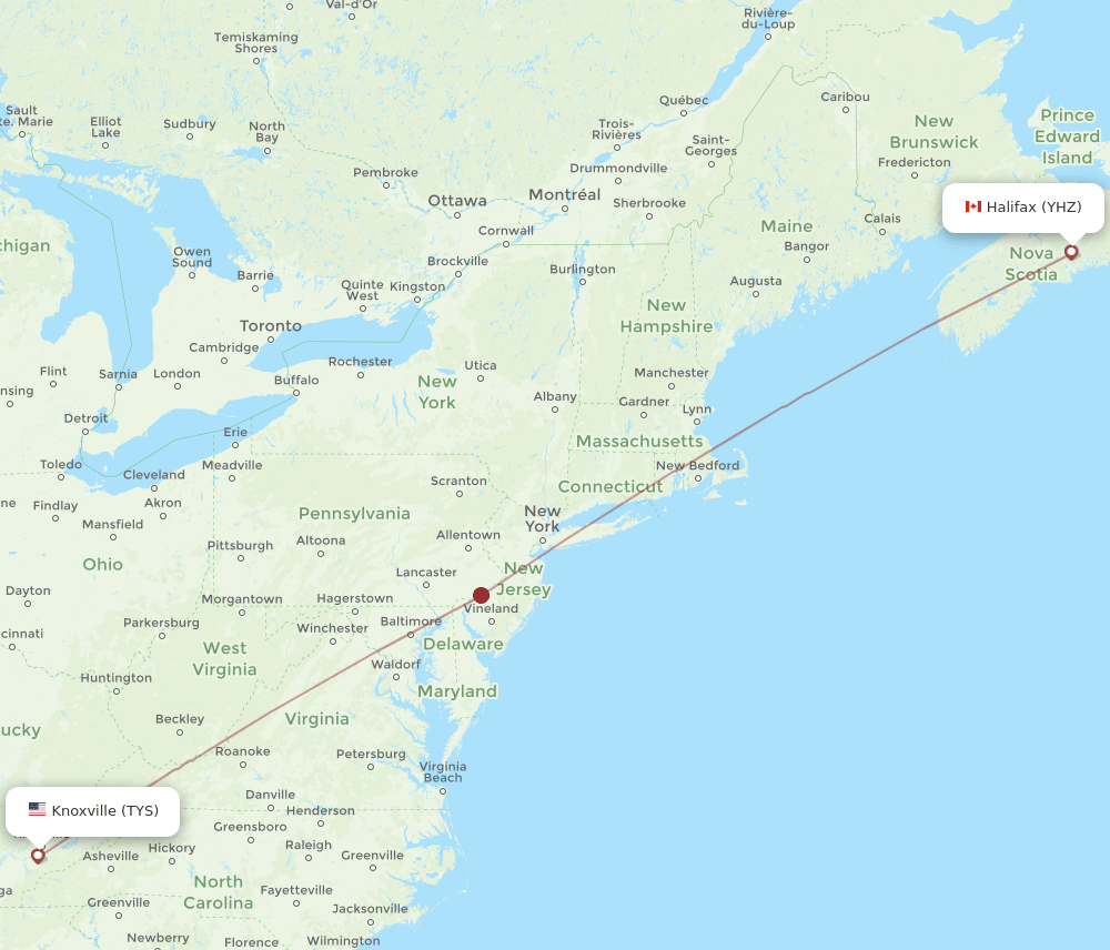 YHZ-TYS flight routes