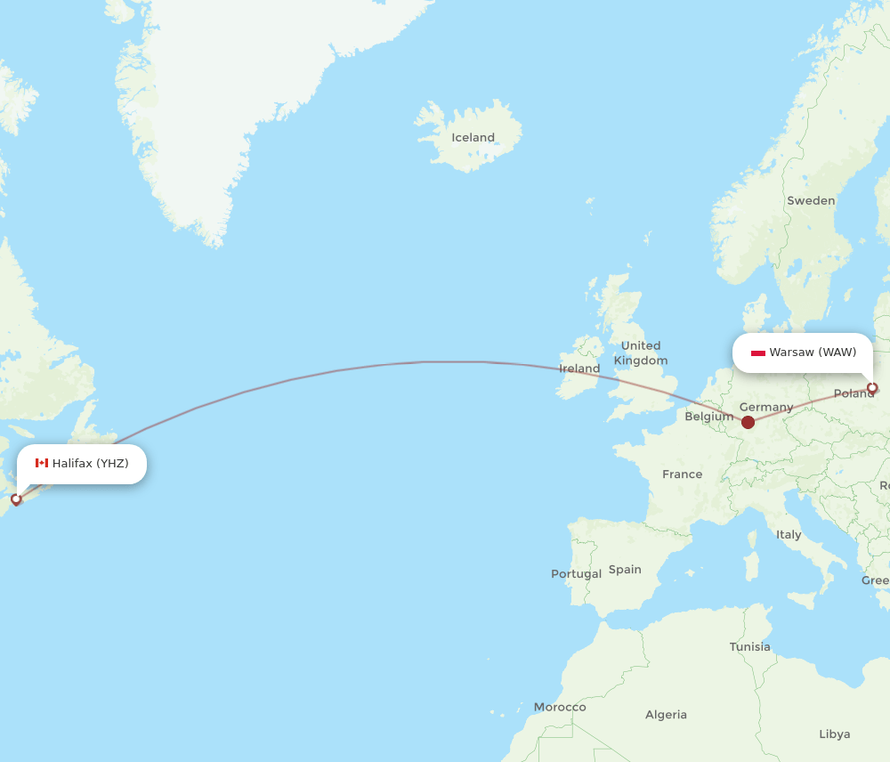 YHZ-WAW flight routes