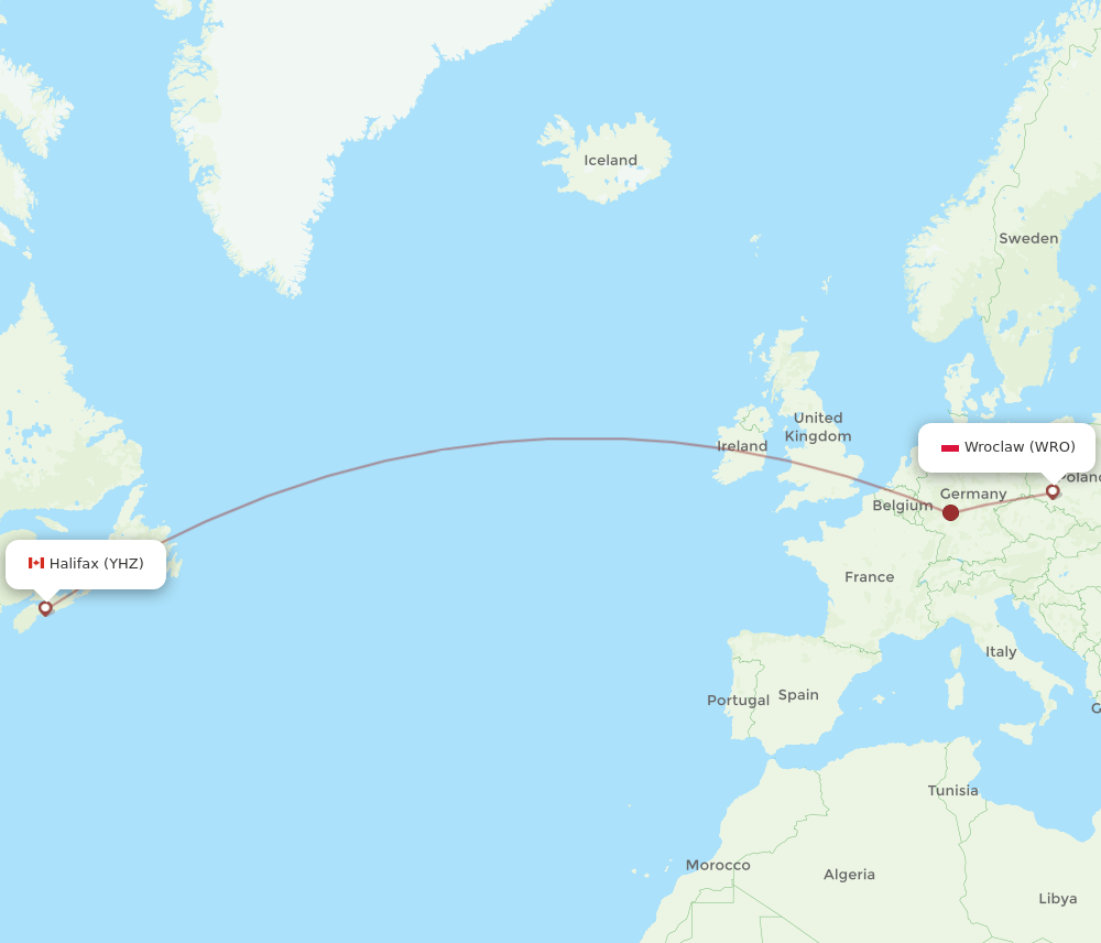 YHZ-WRO flight routes