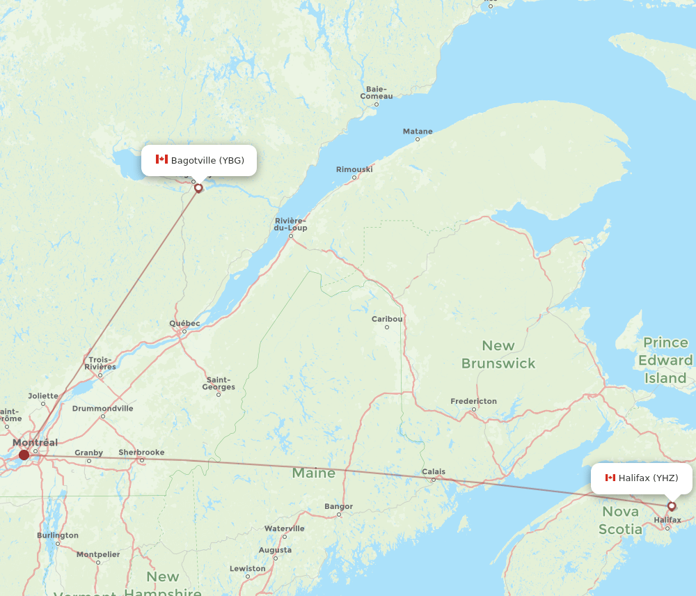 YHZ-YBG flight routes
