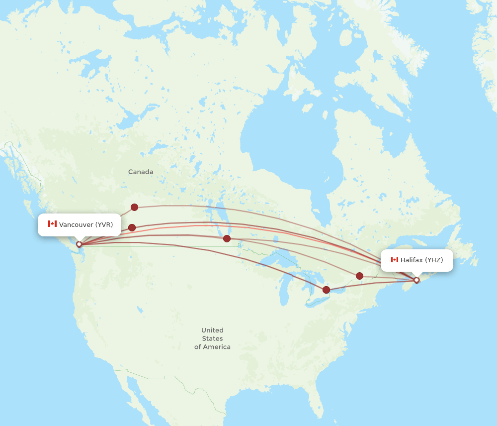 YHZ-YVR flight routes