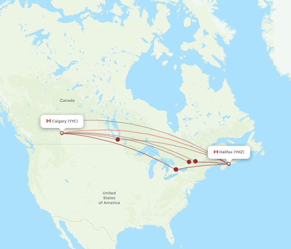 YHZ-YYC flight routes