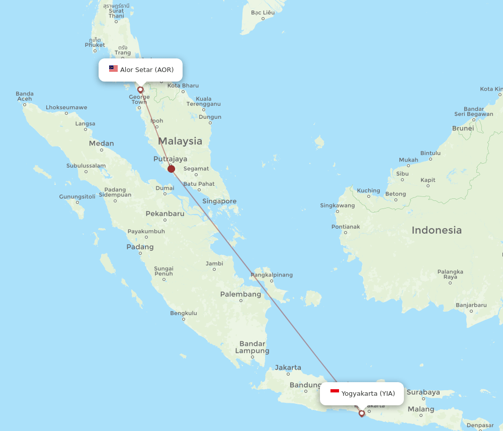 YIA-AOR flight routes