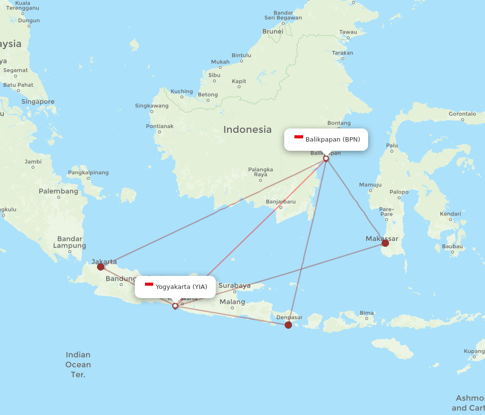 YIA-BPN flight routes