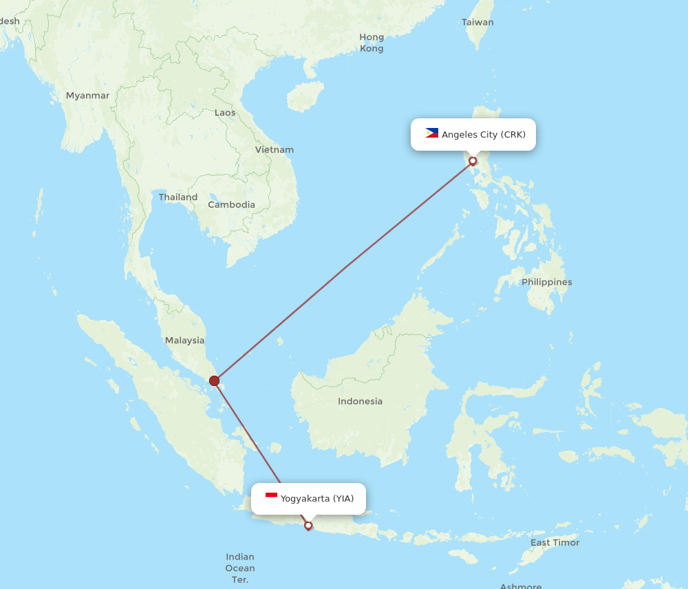 YIA-CRK flight routes