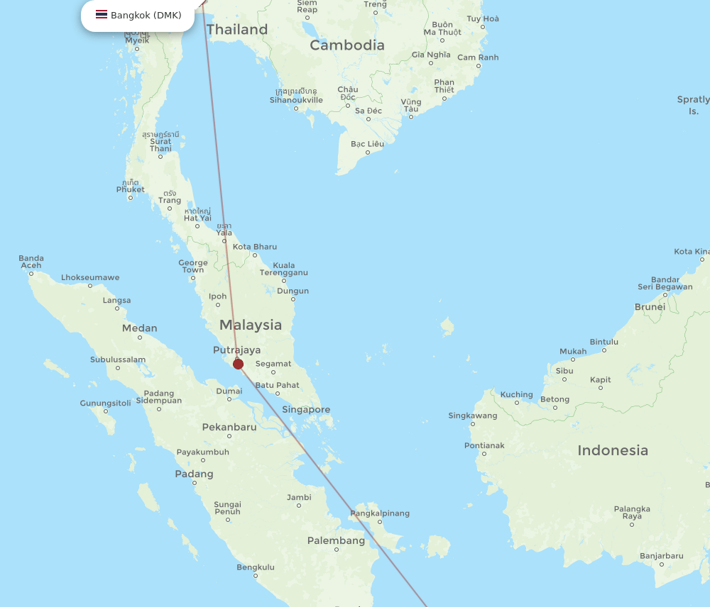 YIA to DMK flights and routes map