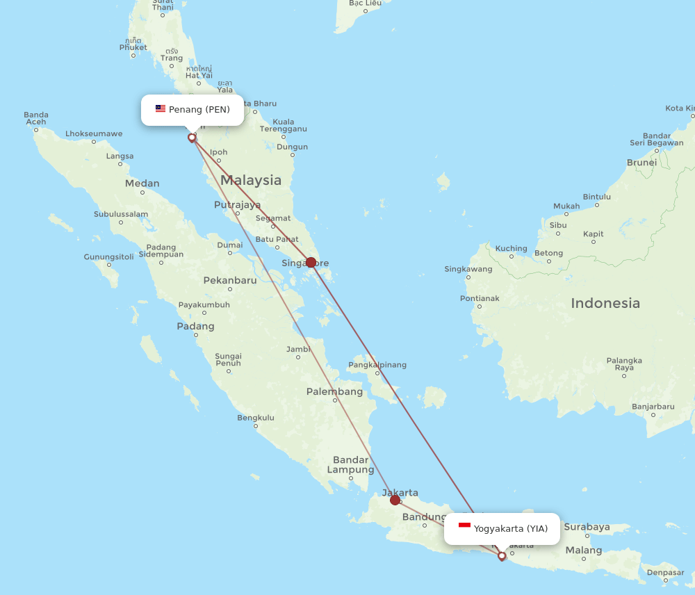 YIA-PEN flight routes