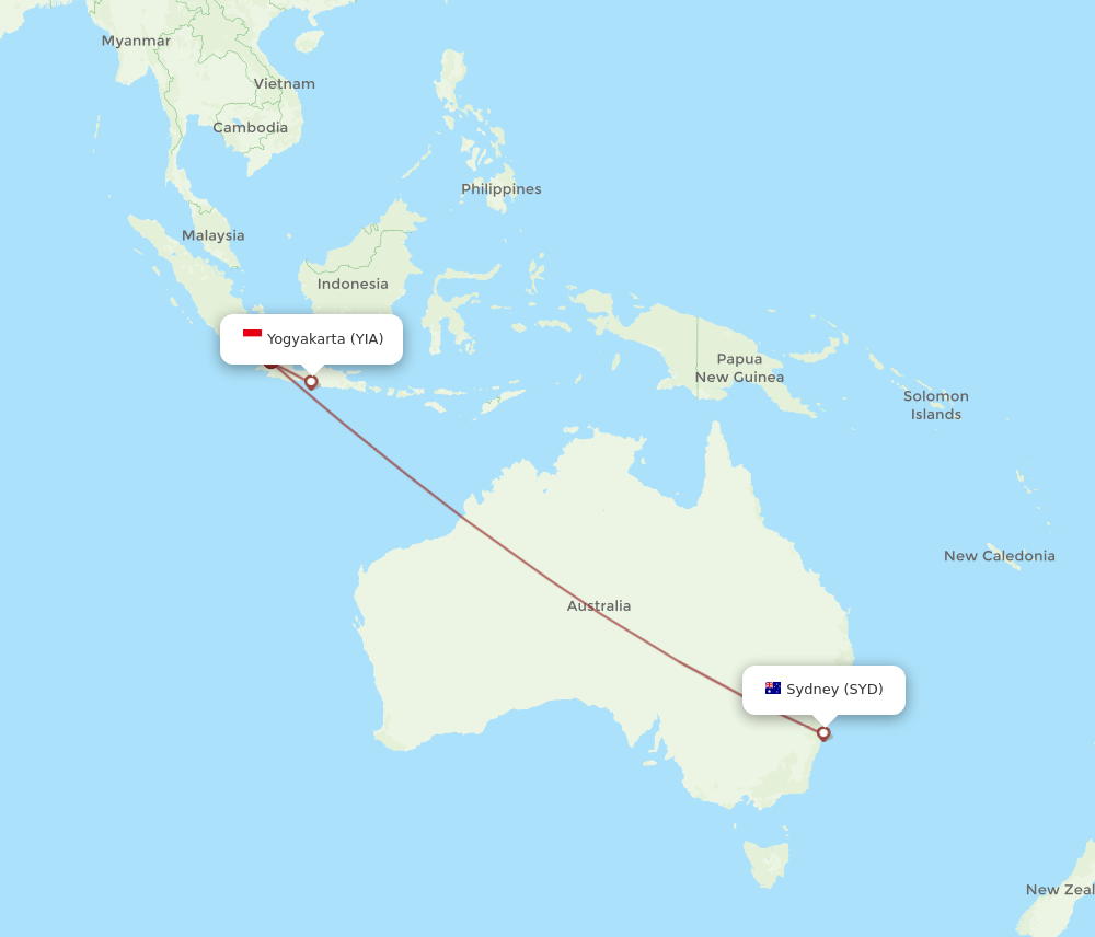 YIA-SYD flight routes