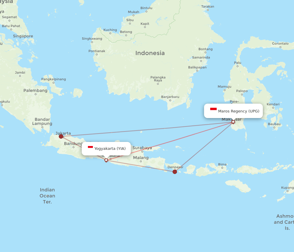 YIA-UPG flight routes