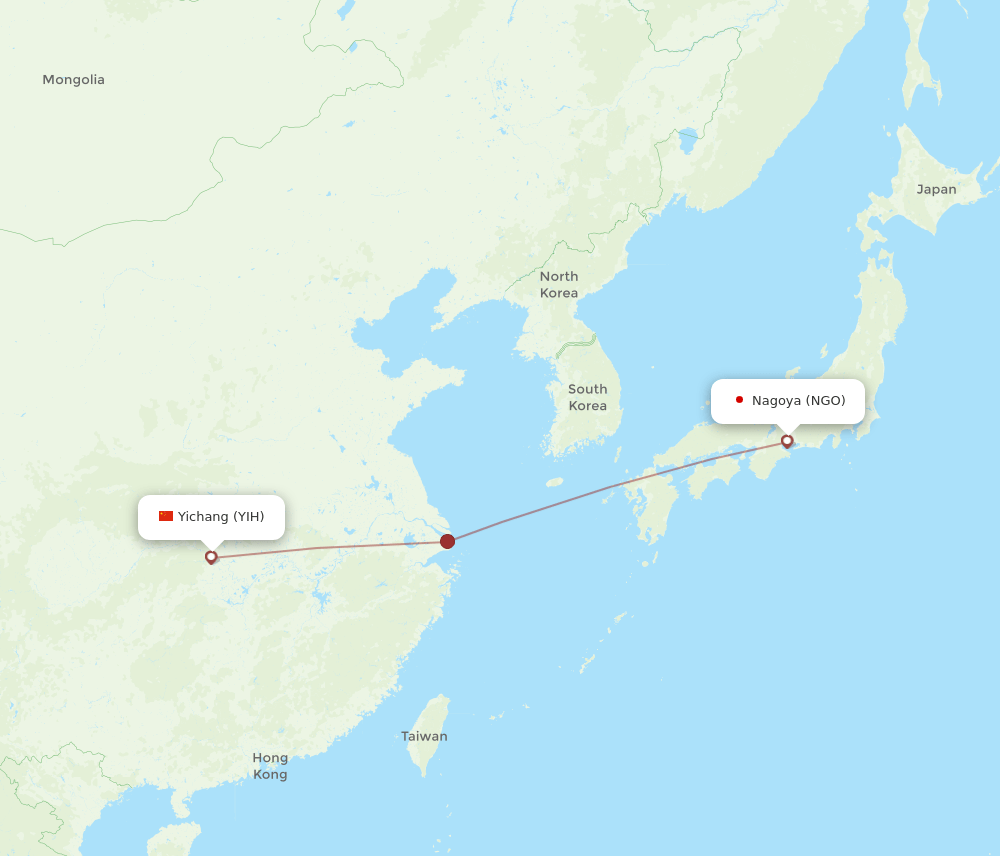 NGO to YIH flights and routes map