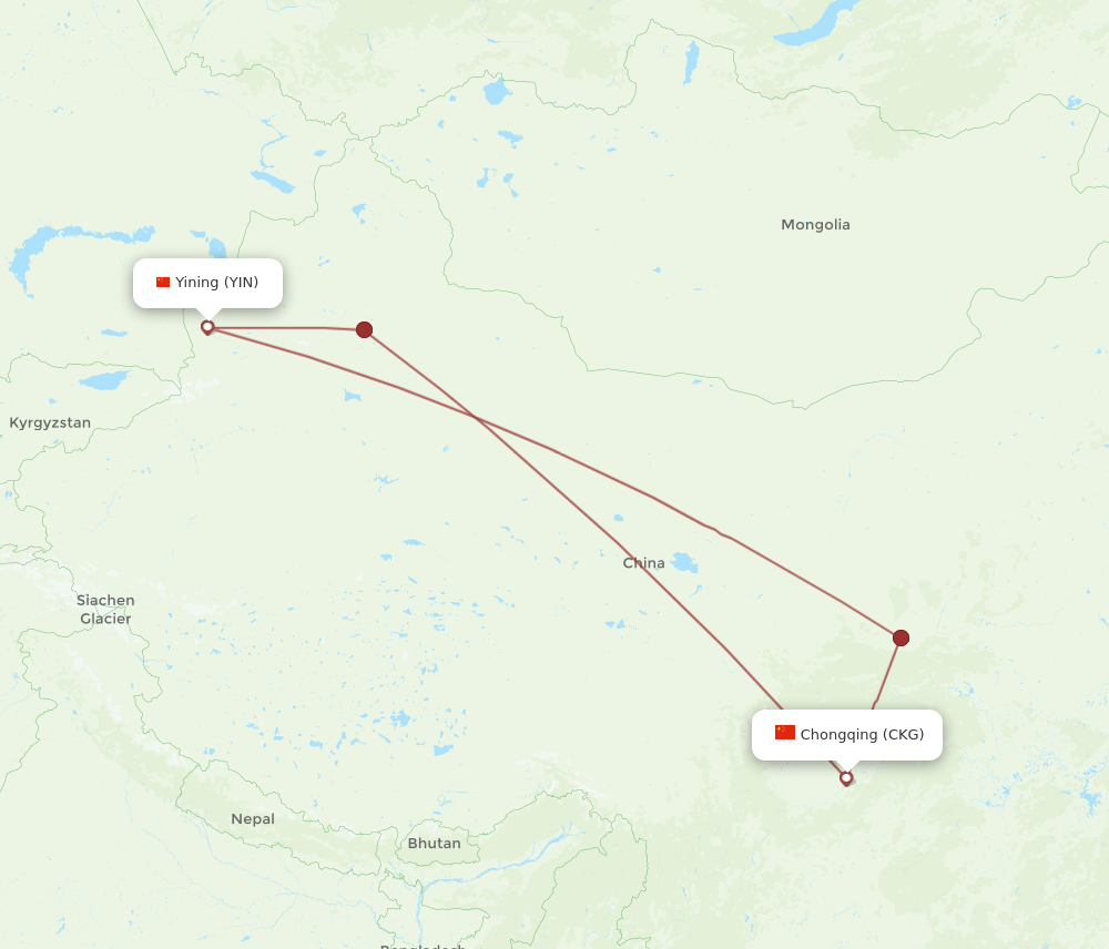YIN-CKG flight routes