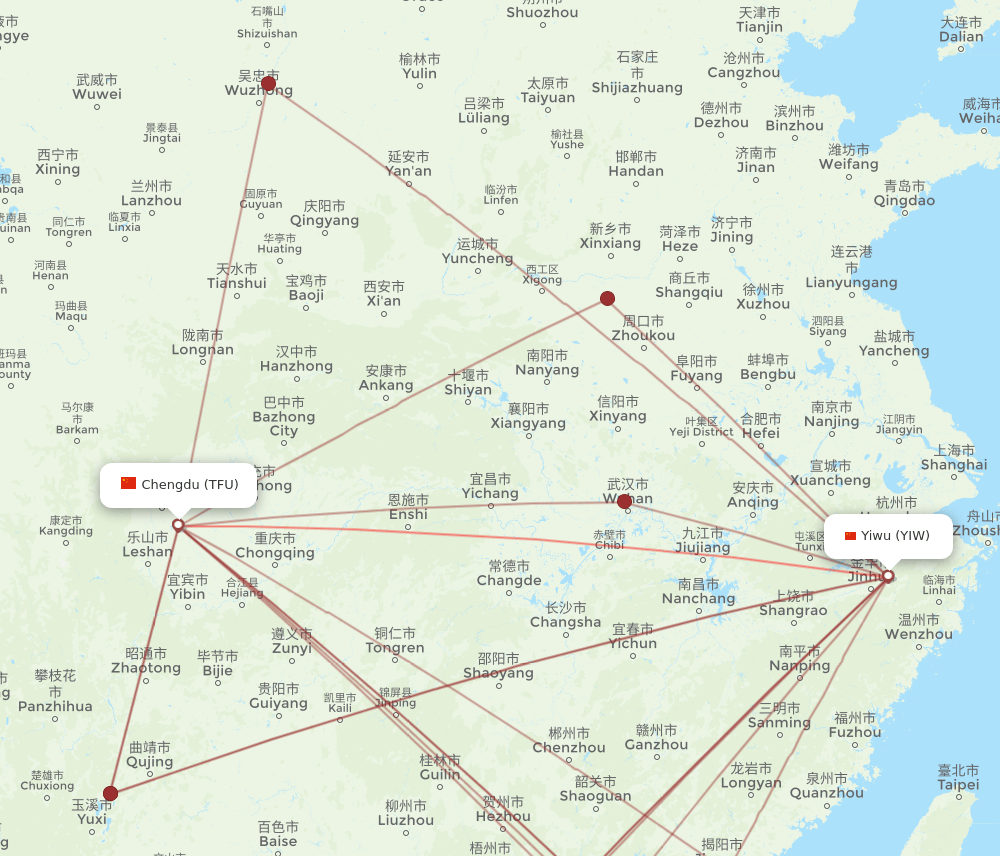 YIW-TFU flight routes