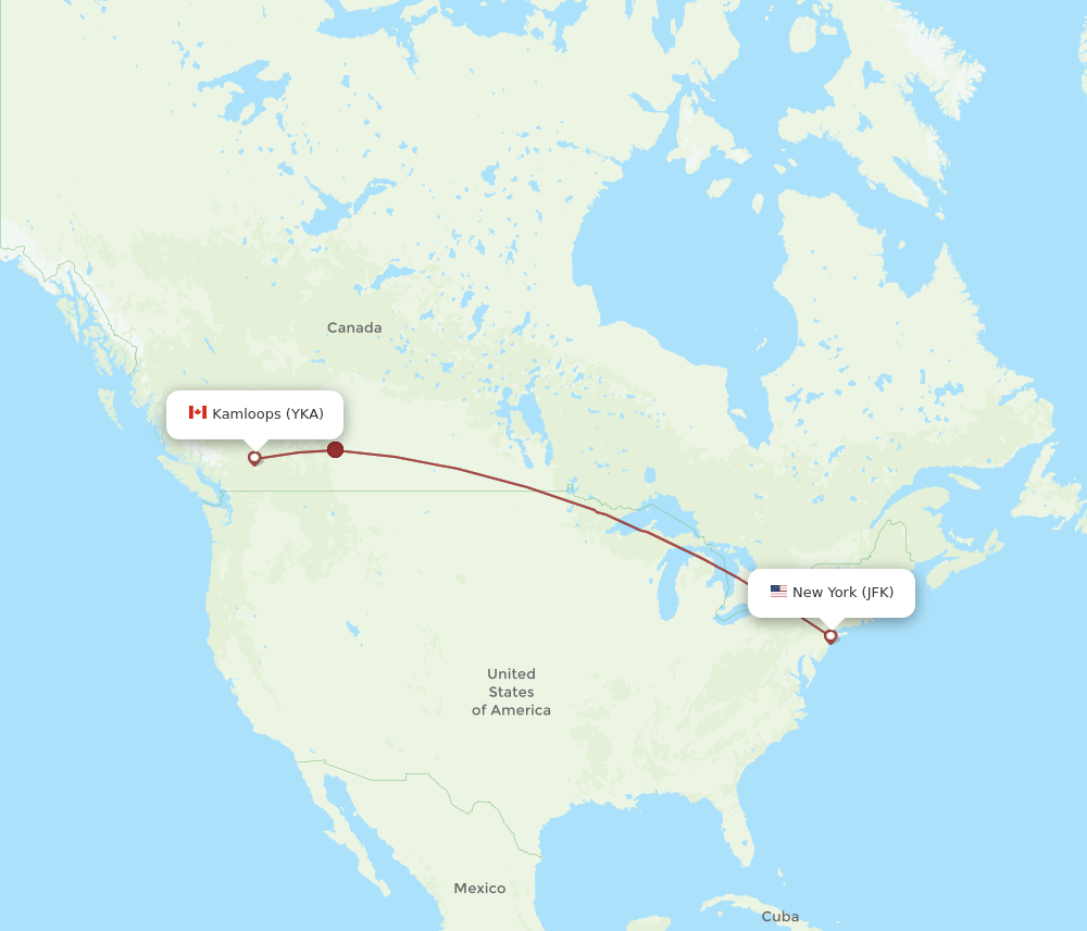 YKA-JFK flight routes